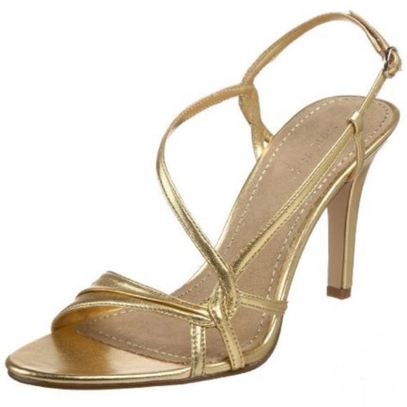 nine west gold sandals heels